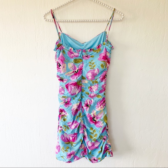 Zara Draped Ruched Floral Mini Dress - Picture 7 of 15